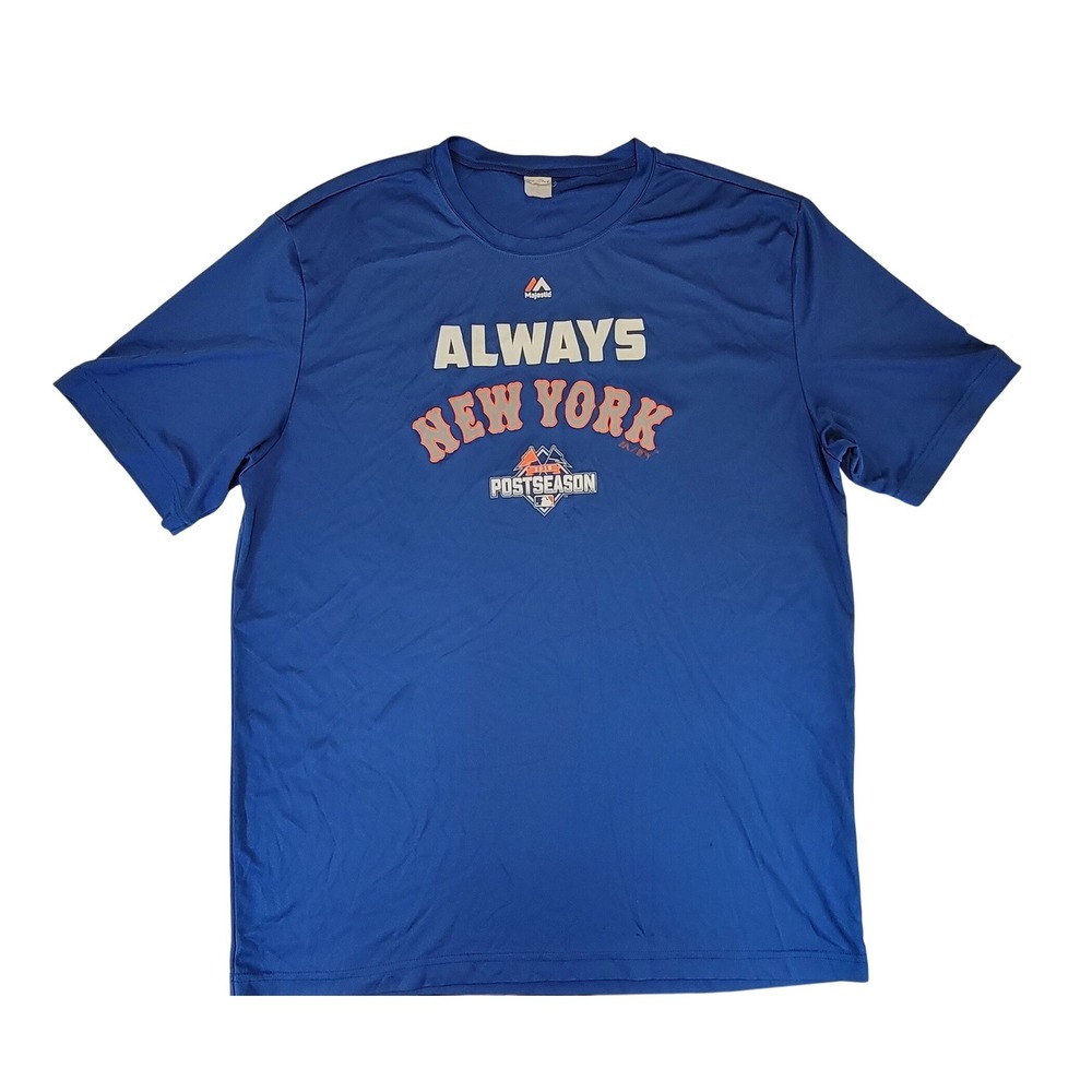 Majestic NEW YORK Postseason TShirt Mens XL Blue Always‎ MLB Baseball Fan Gear